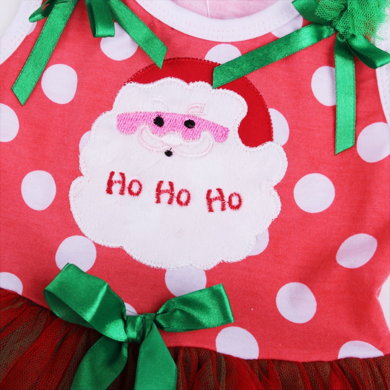 Божиќ Девојки Се Облекуваат Дедо Мраз Polka Точка Бебе Фустан Без Ракави Бебе Девојки Туту Фустан Од Чипка Партија Бебе