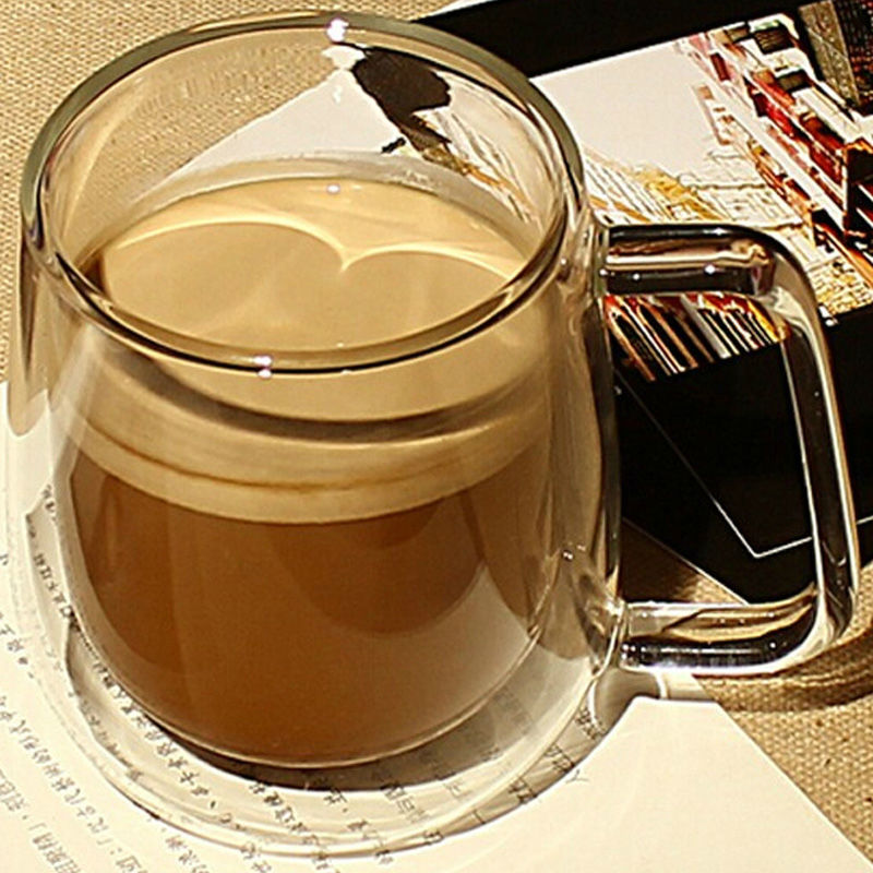 250ml Висок Квалитет Двоен Ѕид Кафе рачно изработени Јасна Топлина-Отпор Чај Млеко Кафе чаши Мода Чаши Со Рачка