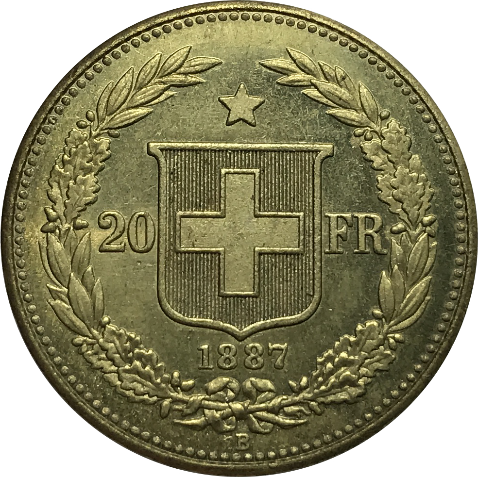 Швајцарија 20 Франци 1887 Б Злато Месинг Метал Копија Монети