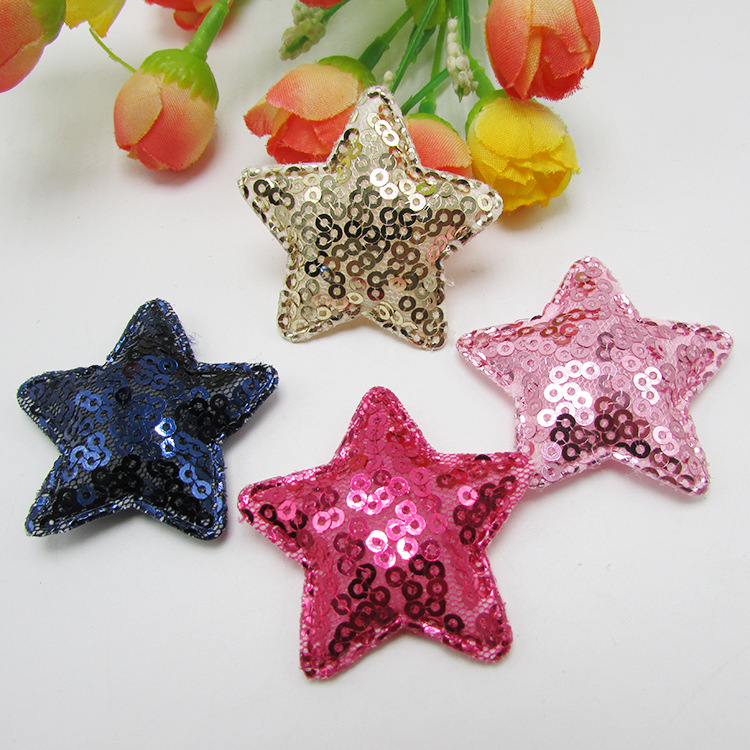 20pcs/Многу 4.5 cm Меша Бои Sequin Ѕвезда Поместена Applique, Sequin ѕвезда patch за DIY Деца Коса Додатоци