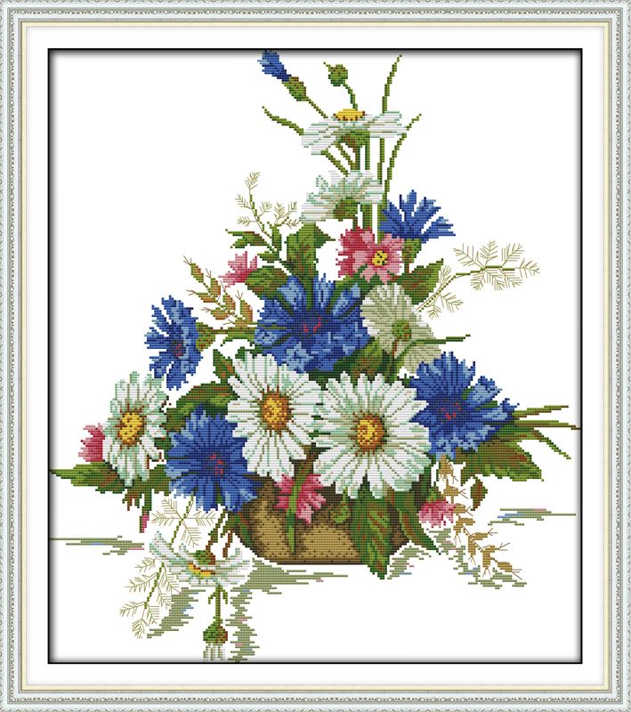 Chrysanthemum цвет кошница Сликарство се Сметаат за Печатење на платно DMC 14CT 11CT кинески Крстот Бод Везана Колекции