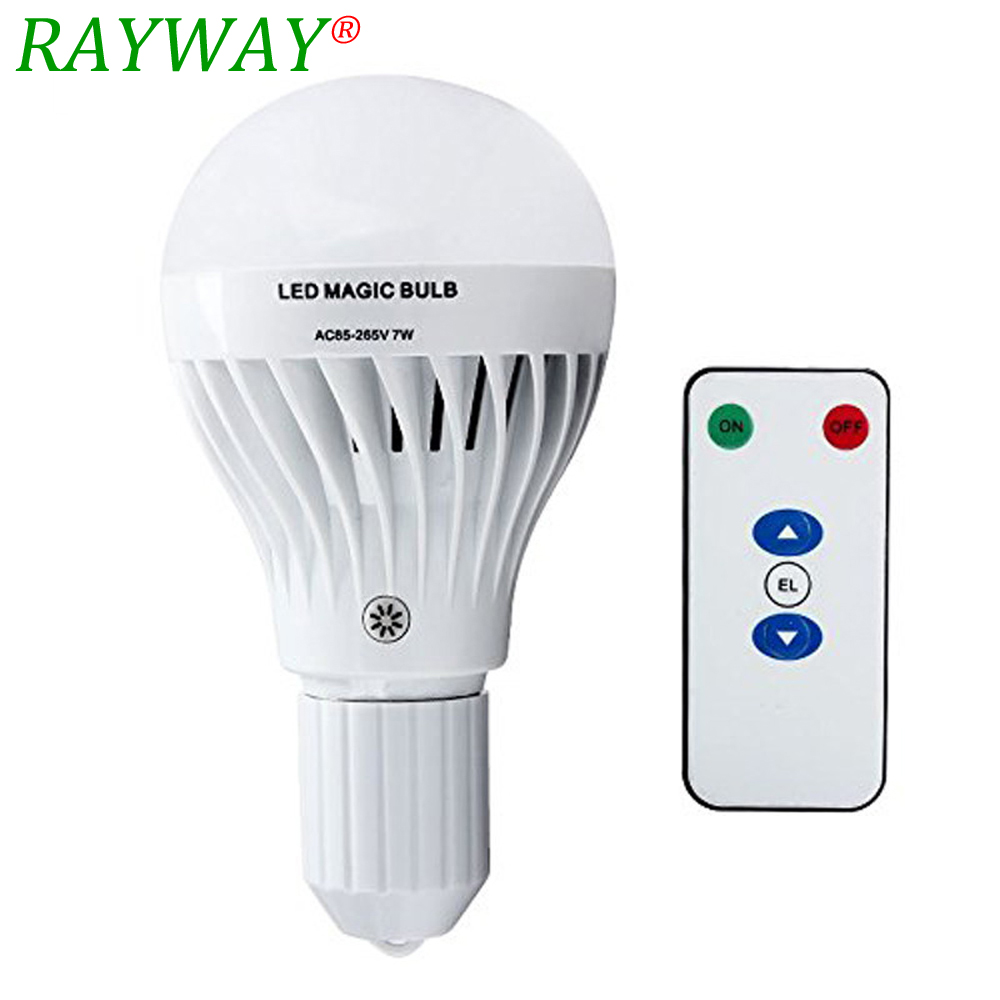 RAYWAY LED Dimmable 7W E27 Бела LED Батерија Итни Светлина Магија Крушка Светилка 85-265V со далечински контролер осветлување