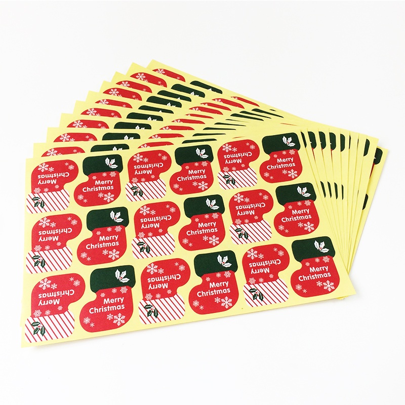 180pcs/многу Нови Гроздобер Среќен Божиќ Чорапи серија Kraft печат налепница DIY забелешка подарок Labels