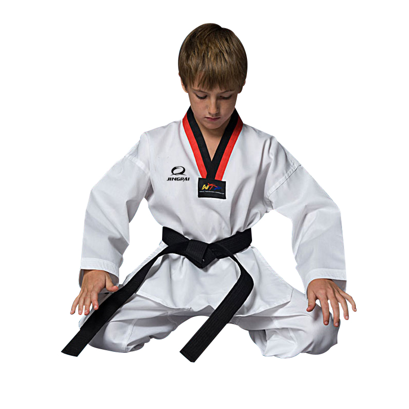 година Нови машки Женски детето Дише памук WTF одобрени Taekwondo Униформа Карате dobok бела ки моно возрасни униформа