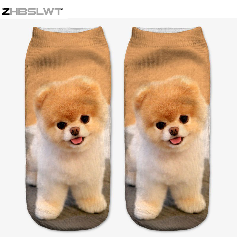ZHBSLWT 3D Испечатени Чорапи Жените Нови Унисекс Симпатична Ниска Намали Глуждот Чорапи Повеќе Бои Жените Sock Жените