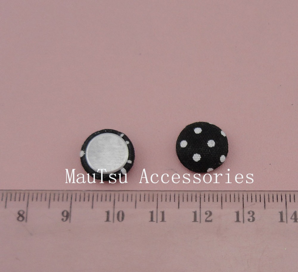 100PCS 4mm*12mm круг polka-dot печатење на ткаенина покриена копчето со рамен грб како накит додатоци,12mm polka ткаенина