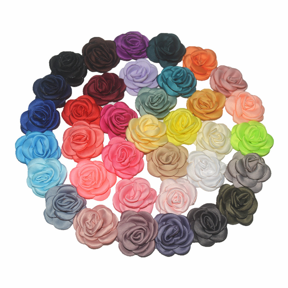 30 компјутери/многу , 4 cm рачно изработени сатен singed цвет за headband прибор за облека додатоци