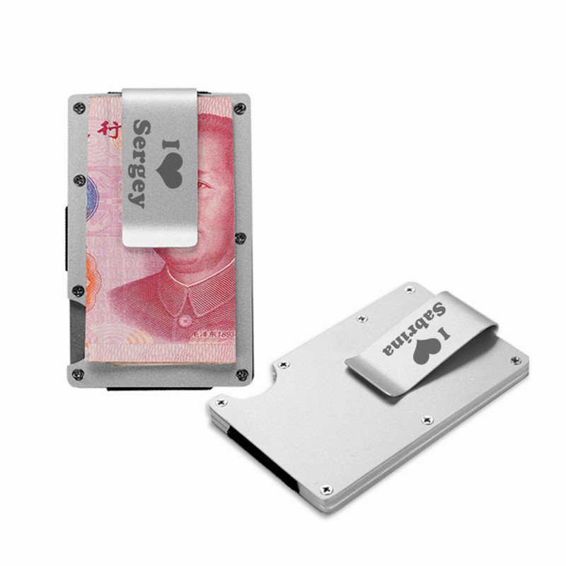 QOONG RFID Блокирање Тенок Метал Кредитна Картичка Носителот Патување Мини Паричникот Мажи Жени Картата Porte Carte Машки