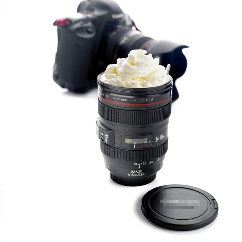 Нови Caniam SLR на камерата Леќи на Камерата 1:1 Скала Пластични Кафе Чај 400ML Креативни cupsmugAnd Со Капак