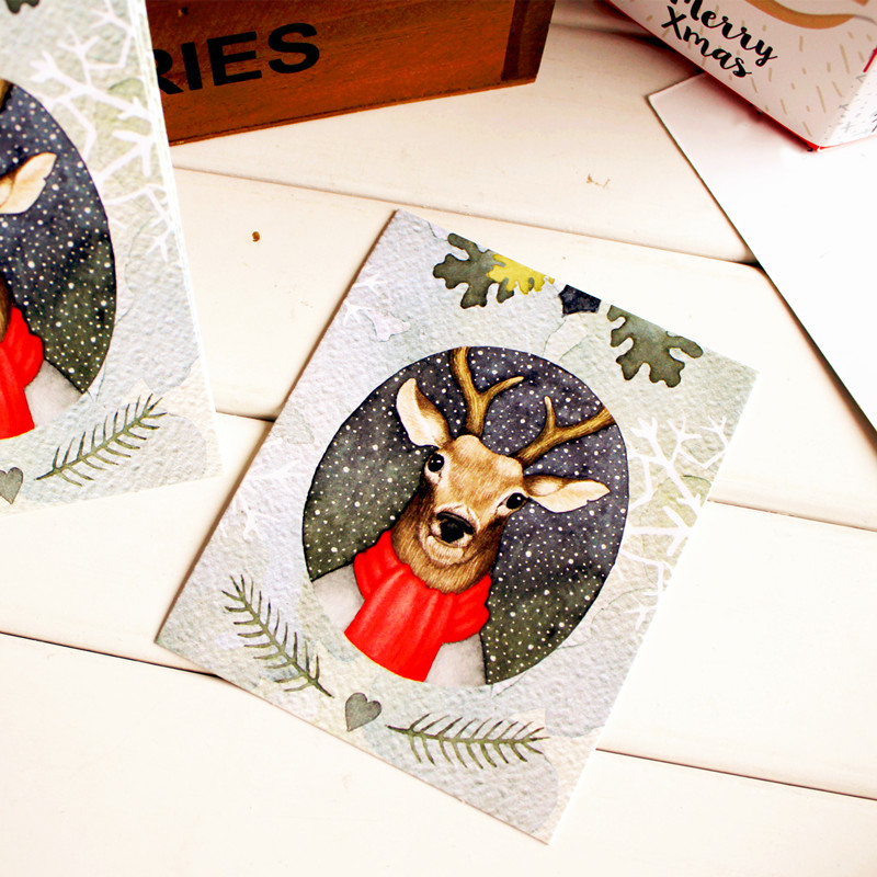 50pcs Мини благодарение Картичка г-дин elk стил остави порака картички Среќа Љубов на вљубените Божиќ Партија Покана
