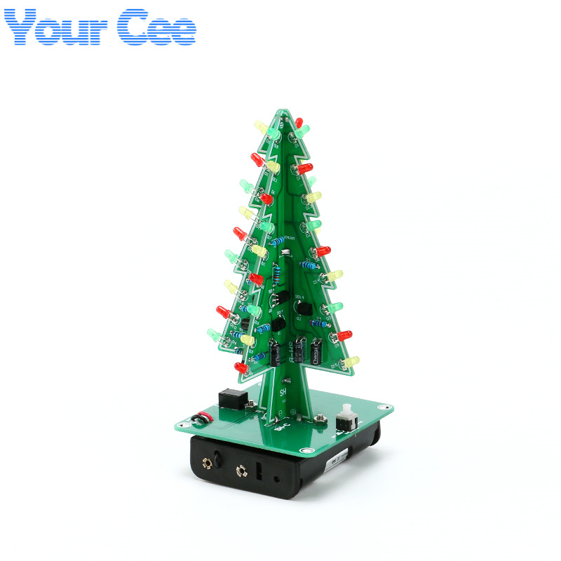 1 pc Три-Димензионални 3D Елка LED DIY Комплет Црвена/Зелена/Жолта LED Блиц Колото за Полнење Електронски Забава Suite