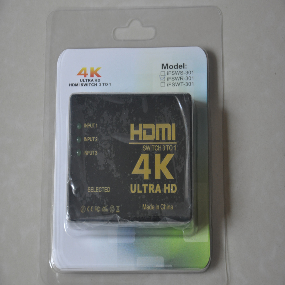 Ultra HD 4K HDMI Преклопник 3 1 HDMI Адаптер Splitter 3 влез 1 од Плоштадот Модел HDMI Засилувач Тројно Женски Машки