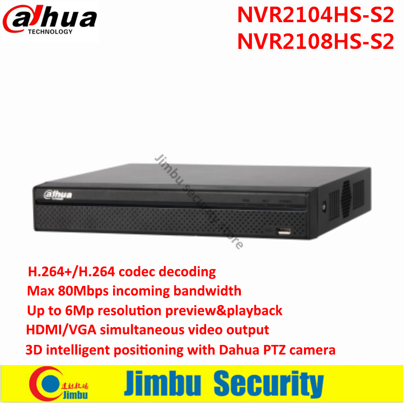 Dahua NVR NVR2104HS-S2 NVR2108HS-S2 4CH 8CH Компактен 1U Лајт Мрежа Видео рекордер до 6Mp Снимање Onvif Мрежа