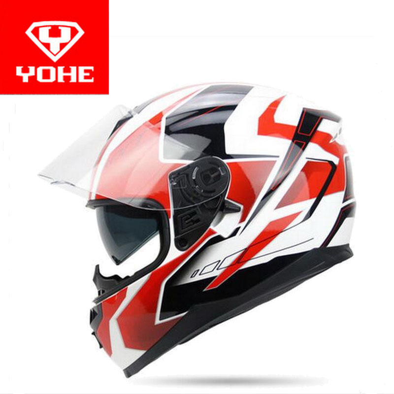 2017 Нови двојно леќи YOHE Полно Лице мотоцикл шлем YH-967 ABS мотор шлемови направени од PC леќа стакло Големина M L