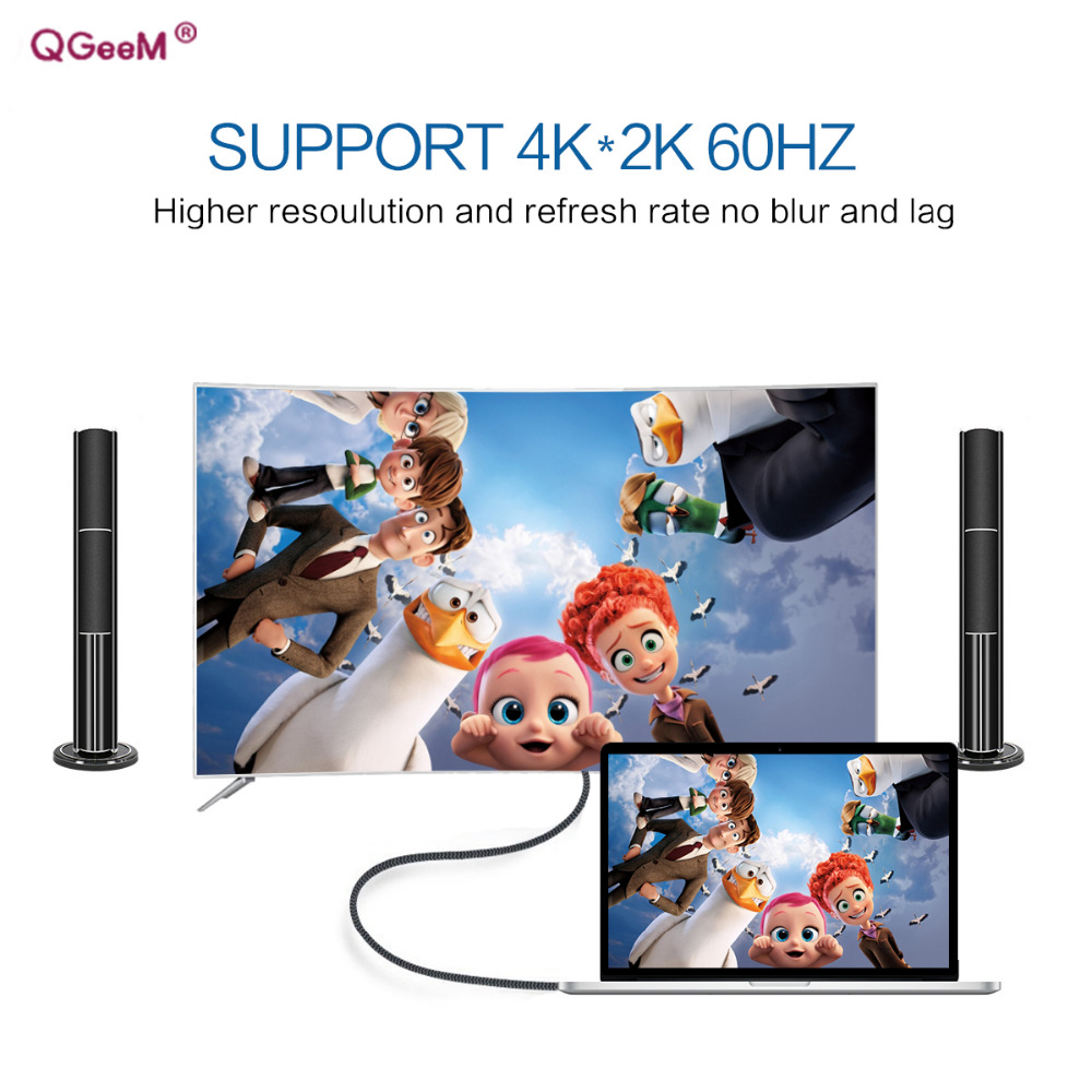 QGeeM USB C до HDMI 4K Кабел адаптер (Thunderbolt 3 Компатибилен) за huawei колега 10 про,macBook pro 2017 sumsang S8