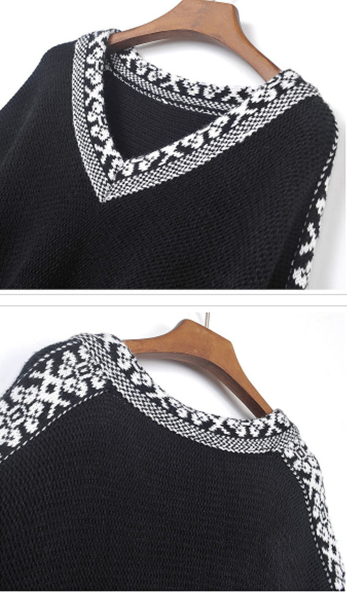 6 Бои Жените Џемпер Pullover Tassel Џемпери Pullovers Бат-крило Ракав Gilet Manche Longue Sueter Зима Ropa Mujer Наметка