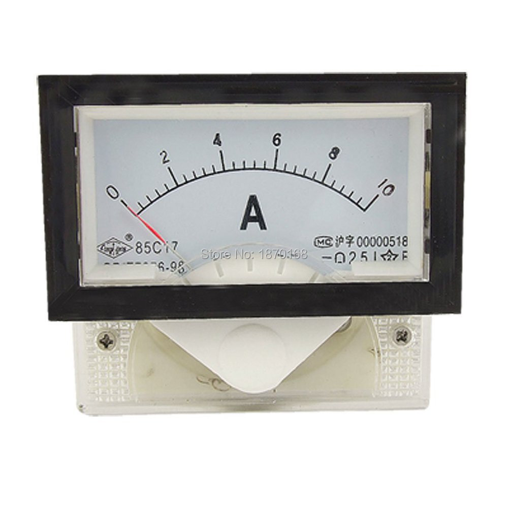 85C17 DC Струја 0-10A Црвено Покажувачот на Аналогни Панел Ammeter
