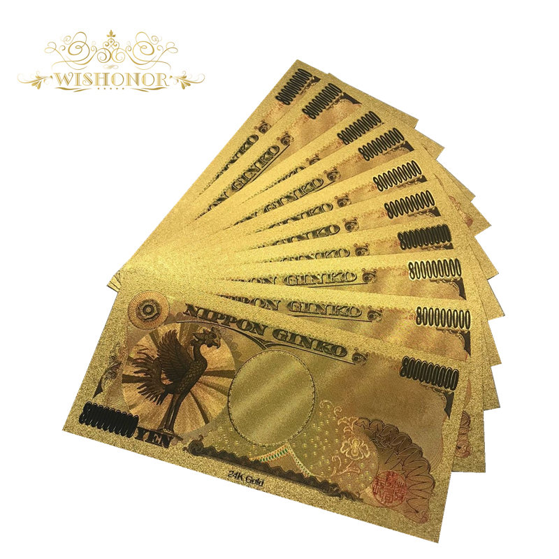 Злато 888888 10pcs/Многу Боја Јапонија Злато Банкноти Осум Сто Милиони Јени во 24K Злато Позлатен За Домашни Декорации