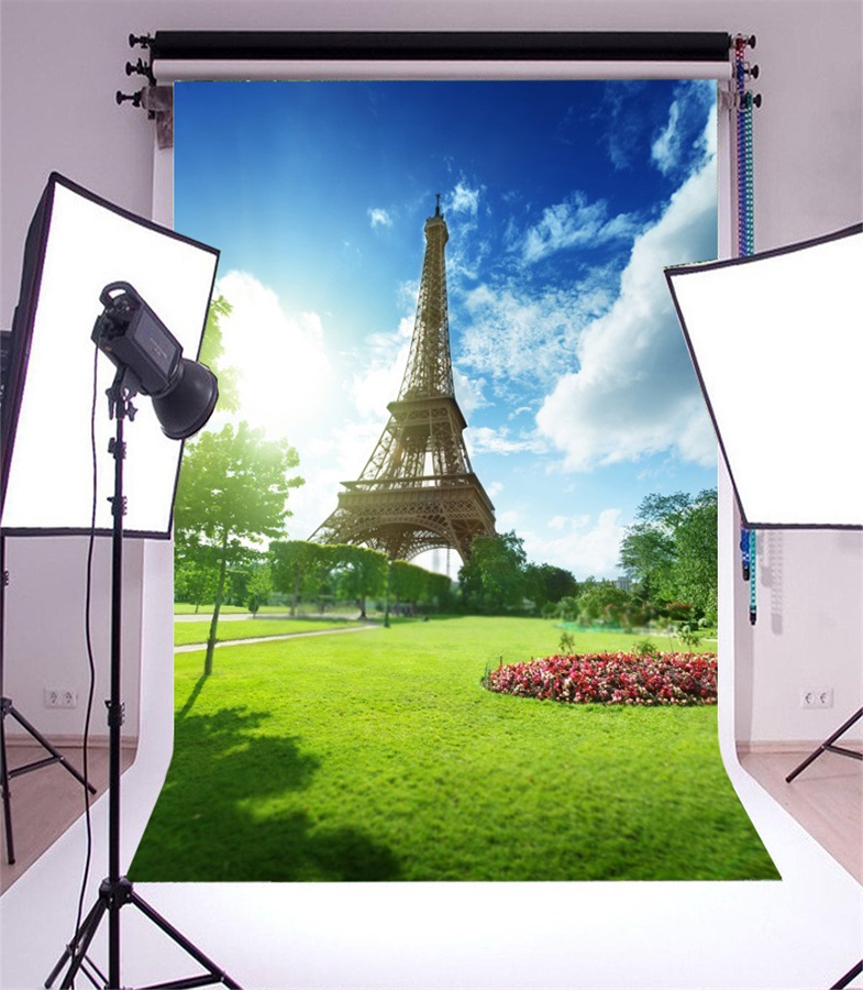 Laeacco Сончево Ајфеловата Кула Во Париз, Пасишта Пејсаж Фотографија Backdrops Винил Backdrops Сопствени Производи За
