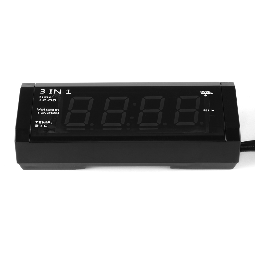 Digital Auto Термометар Автомобил Voltmeter волтметар Тестер Monitor LCD Екранот Часовник 12V / 24V Автомобил 3 во 1