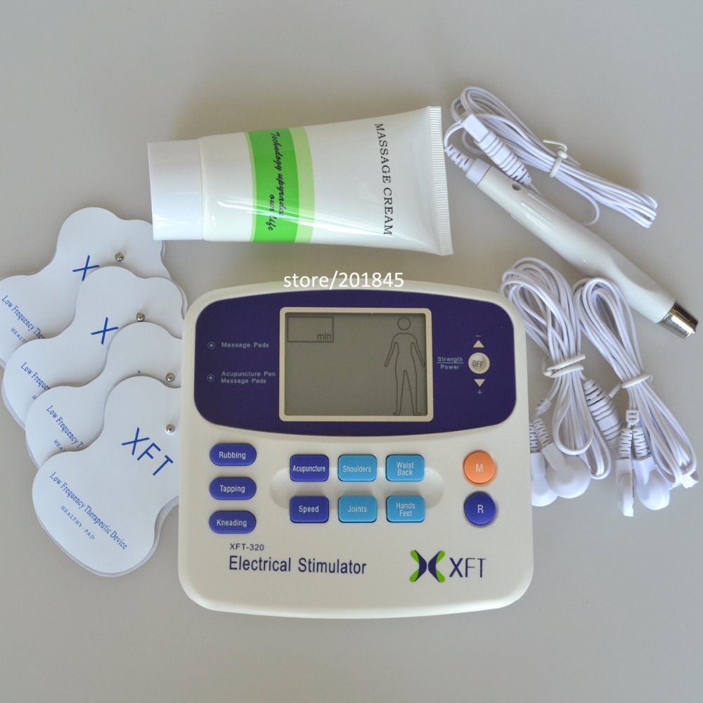 Нови Електрични Stimulator Massager XFT-320 Двојна Десетици Терапија Машина Дигитални Тело Релаксација Единица Со Electrode
