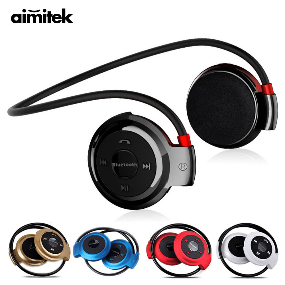 Aimitek Спорт Безжична Bluetooth Слушалки Стерео Слушалки Mp3 Плеер за Музика Слушалката Слушалката Микро SD Картичка