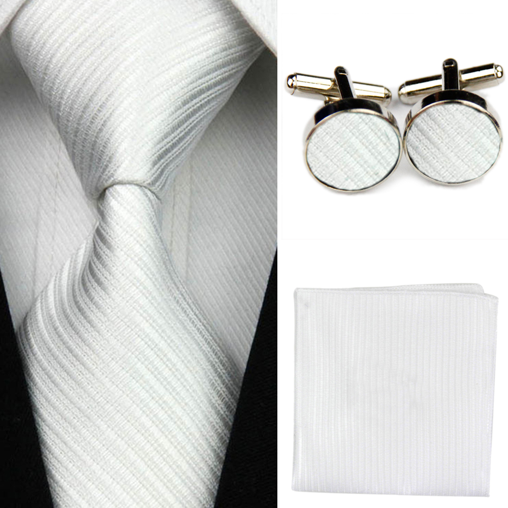 Нова Мода Мажите Бизнис Вратот се Врзува Поставува Тенок Шарени Plaid Солидна Gravata Handkerchief Cufflinks Машки Костуми