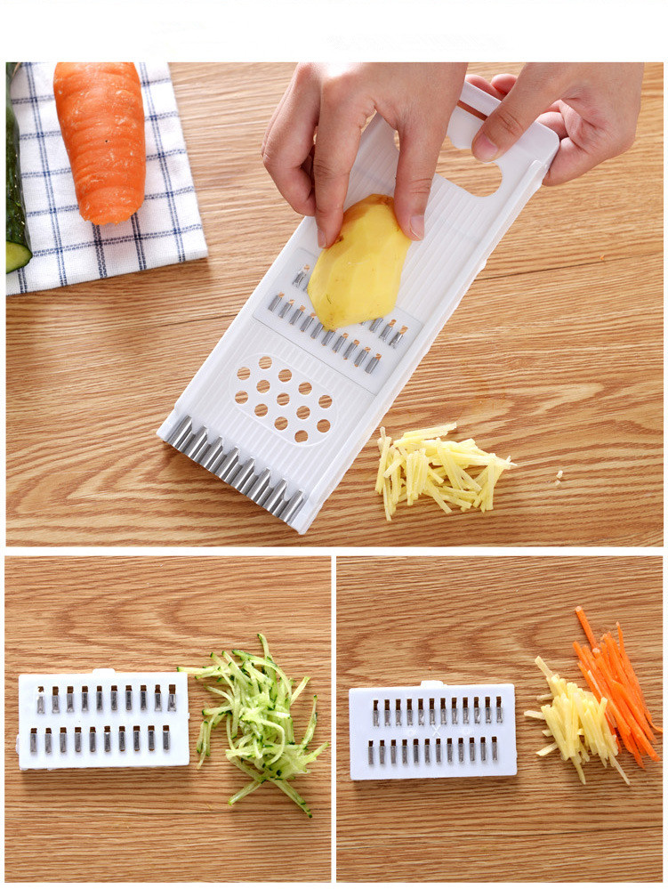 1PC 3 во 1 Мулти-функција Пластични Зеленчук Овошје Slicers Машина Прилагодливи Нерѓосувачки Челични Ножеви Морков Grater