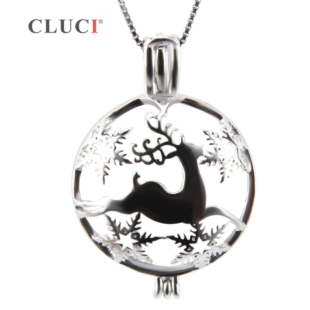 CLUCI Sterling Silver Елени Ѓердан pendant Elk, Божиќ шарм, водење зумира елени кафези, врвен квалитет на накит
