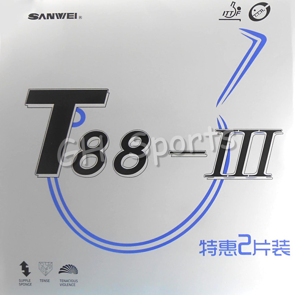 2x Sanwei T88-III Пар Гума во кутија Pips-во Тенис на Маса PingPong Гума Со Сунѓер
