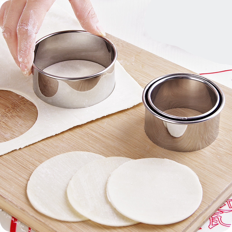3pcs Нерѓосувачки челик Dumpling Создателот Мувла Круг/цвет dumpling Машина притиснете Мувла Тесто Алатки за готвење