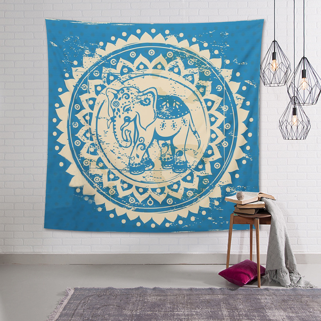 Полиестер Tapestry Ткаени Обичен Печатени Индискиот Слон Ѕид Виси Ќебе Плажа Крпа Tablecloth Bedspread Јога Мат 145*145cm