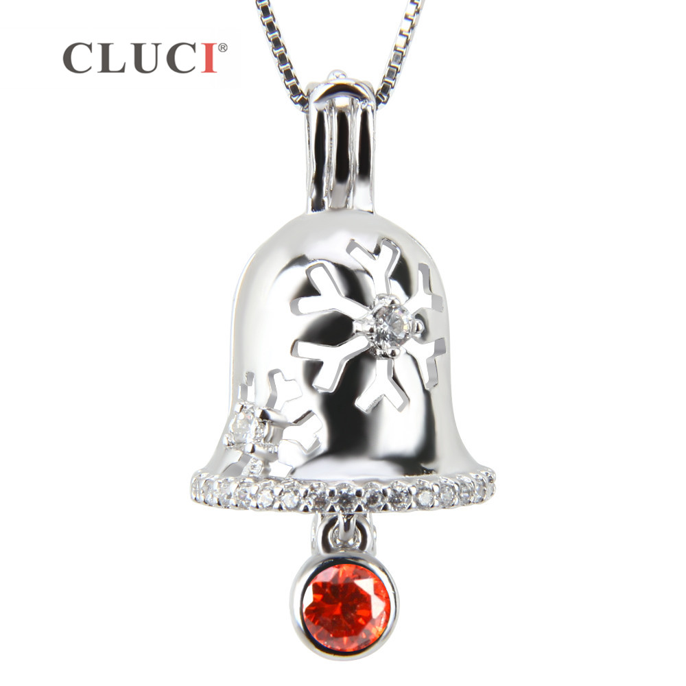 CLUCI Божиќ подарок, 3pcs Симпатична Jingle Bell Божиќ Декорација Ѕвона, фунта сребрен накит е со 20 циркони, врвен квалитет