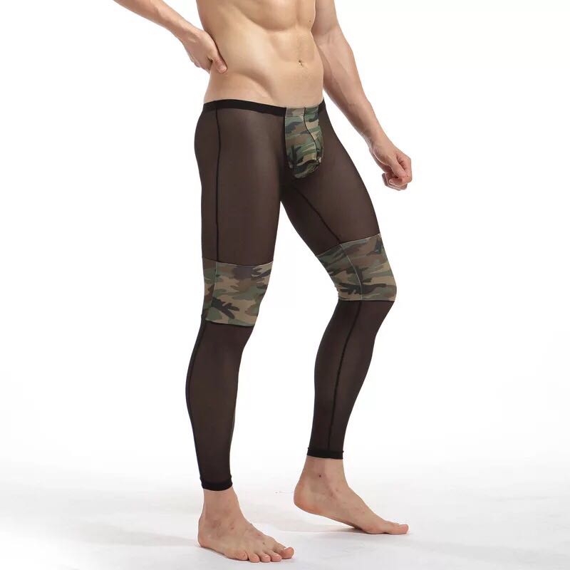 телото обликување панталони мода мека удобно Маскирна машки гаќи транспарентен мажите leggins тесни mens секси долго