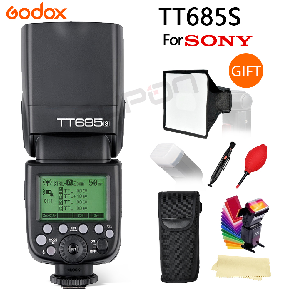 Godox TT685 TT685S 2.4 G ХСС 1/8000s TTL Блиц на Камерата +15*17 см softbox+подарок за Sony A77II A7RII A7R A99 A58 A6500