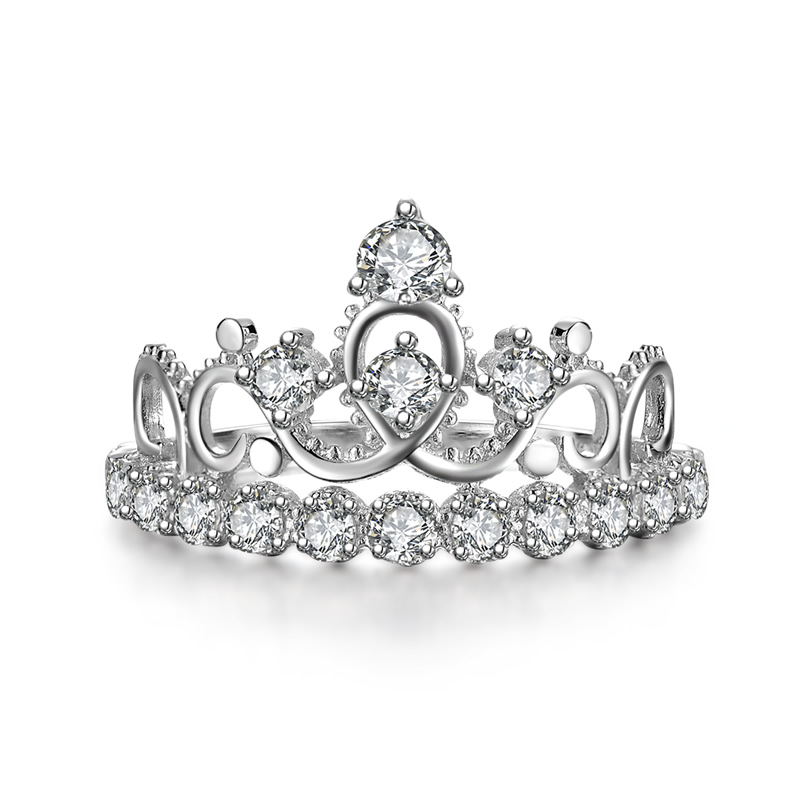 AINUOSHI 925 Sterling Silver Принцеза Круна Ангажман Прстени Sona Круг Намали Свадба Годишнината Булчински Прстени Божиќ