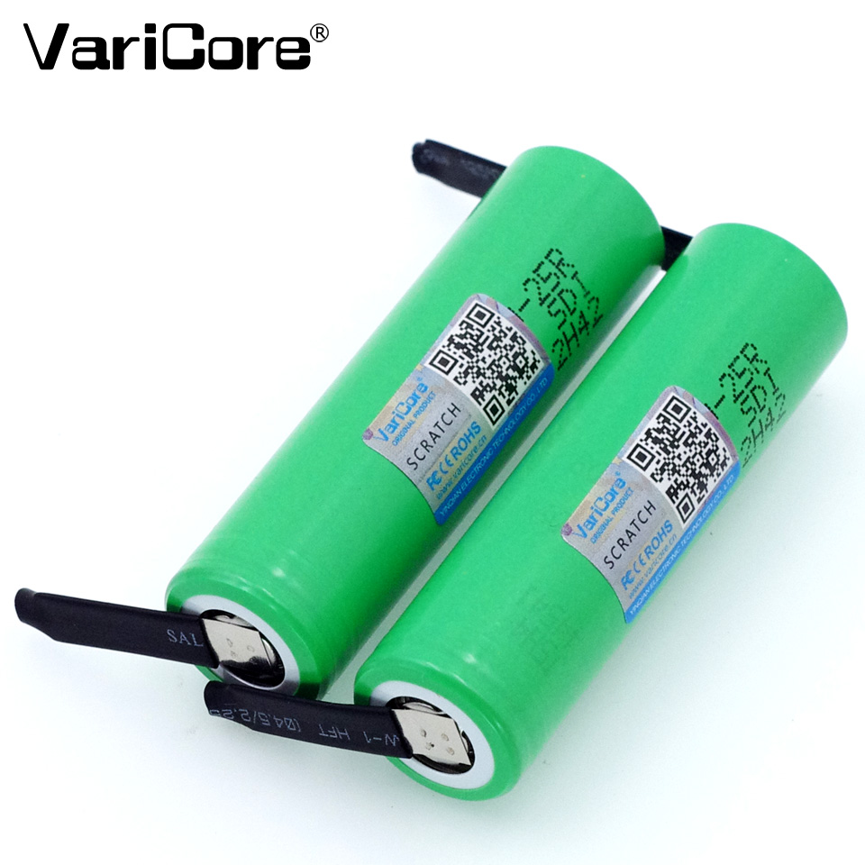 VariCore нови оригинални 18650 2500mAh батерии INR1865025R 3.6 V празнење 20A посветен на енергија од Батеријата+DIY
