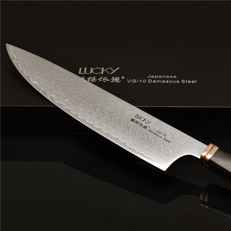 Остар нож damascus10 инчен Замрзнато месо машина VG10 кујнски нож за готвење готвач нож бесплатен превозот 46.1