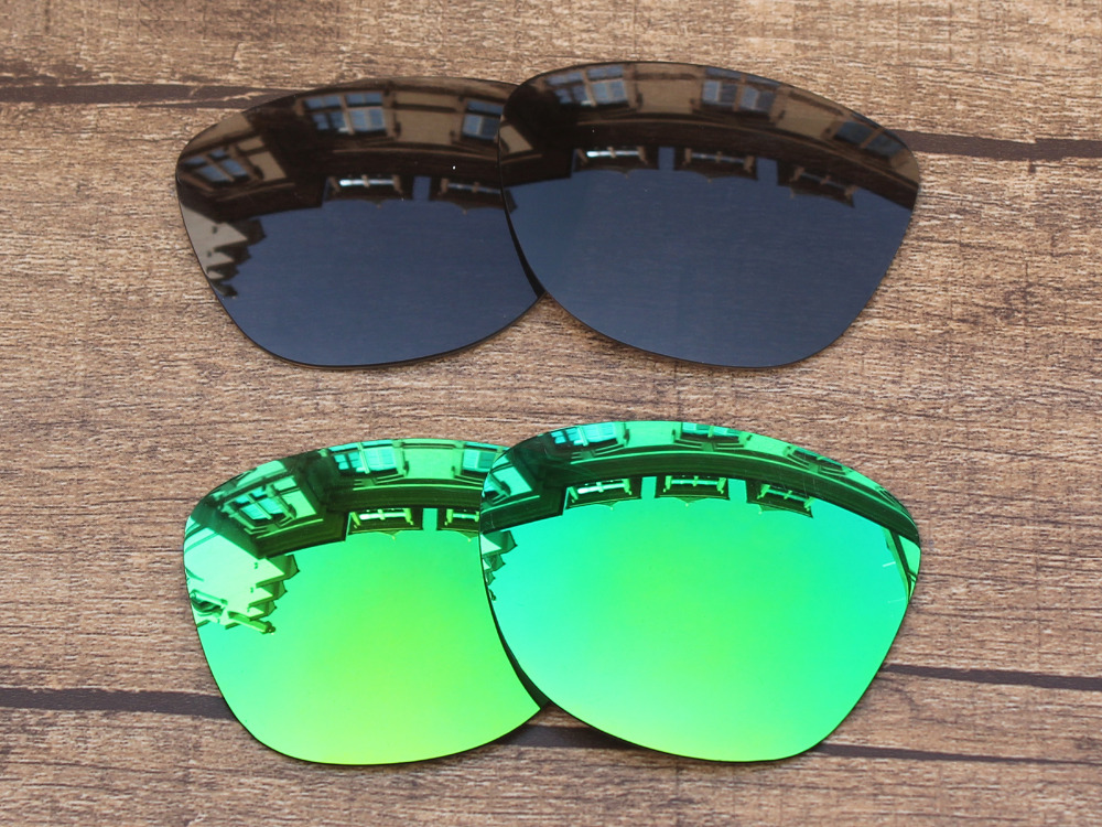 Црно-Емералд Зелена 2 Пара Поларизирана Замена на Леќи За Frogskins очила за сонце Рамка УВА & UVB Заштита