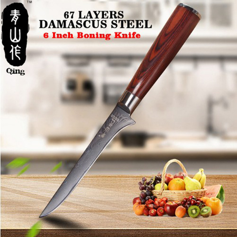 Liang Da 6 инчен Boning Нож 63 Слоеви Јапонски VG10 Дамаск Челик Остри кујнски ножеви Сечилото Pakka Дрво се Справи со