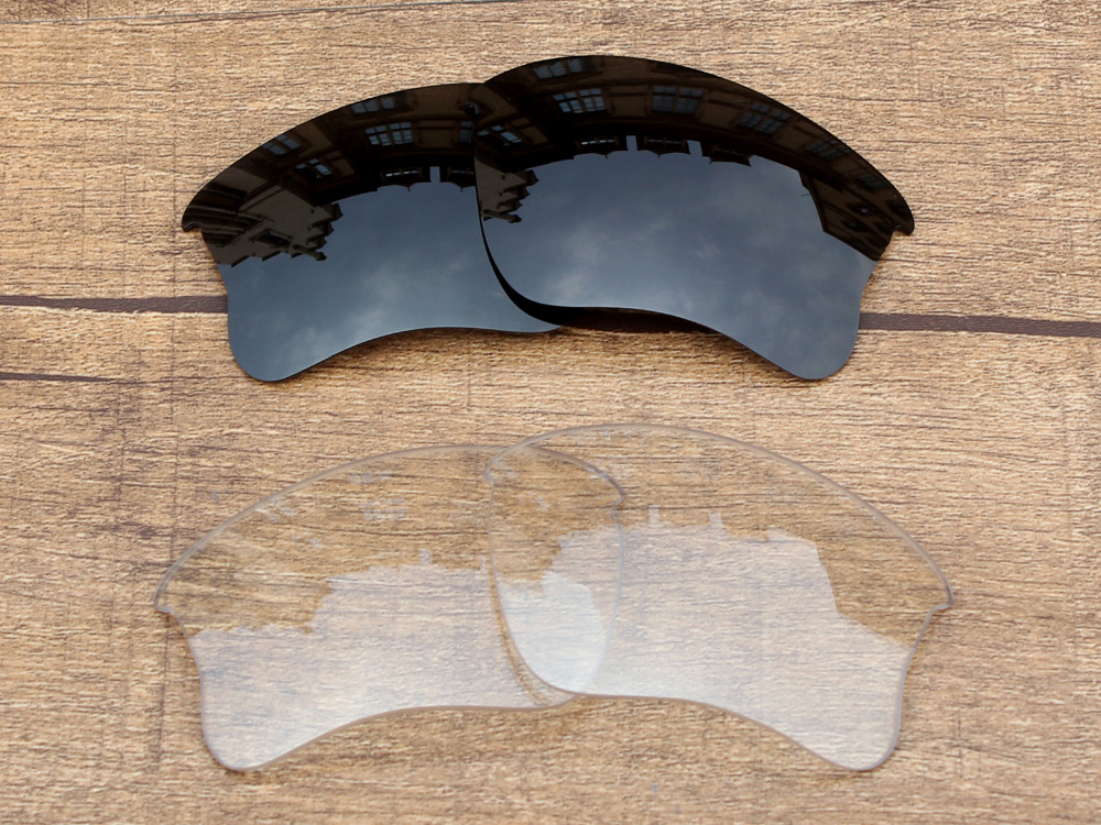 Црно-Кристално Јасна 2 Пара Замена на Леќи За Flak Јакна XLJ очила за сонце Рамка УВА & UVB Заштита