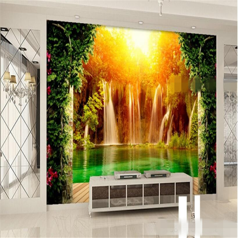 beibehang мода позадина нова слика водопад пастирски пејзаж 3D позадина ѕид de papel parede став quarto ѕид хартија