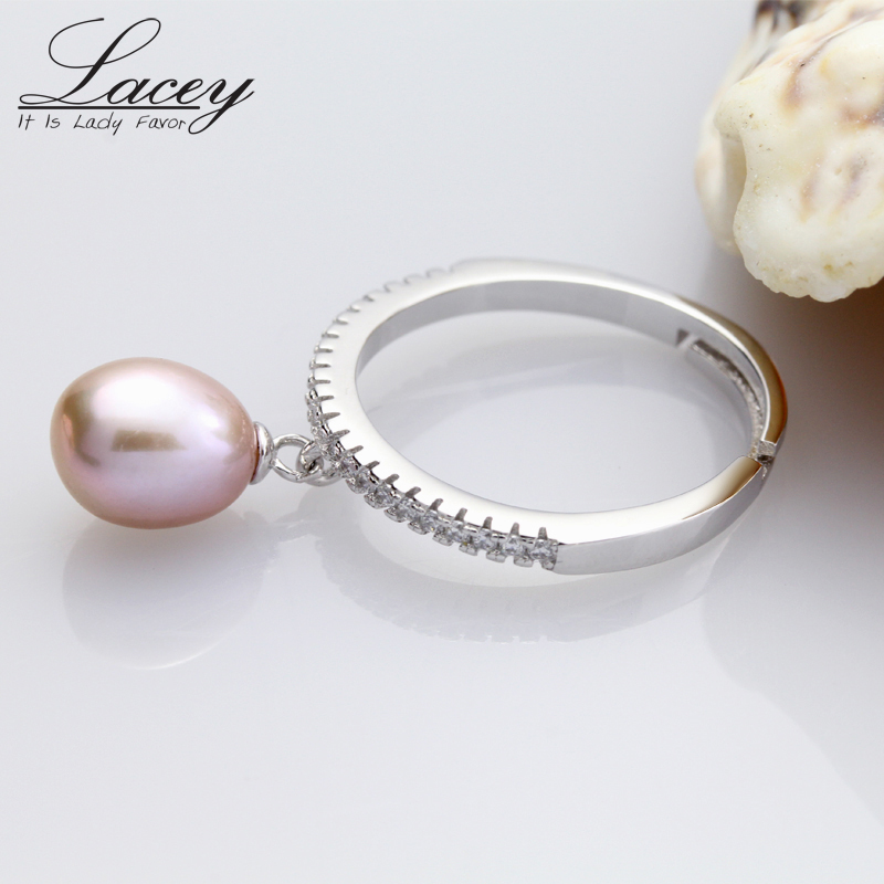 Природен бисер прилагодливи прстени свадба прстен бисер,луксузни 925 сребрен бисер прстен за жените розова роденденски
