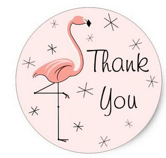 1.5 инчен Фламинго Розова Ви Благодариме налепница