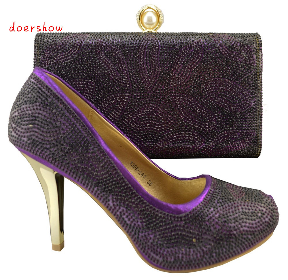 doershow 2015 година Нови доаѓа Африканско сандали италијански чевли и чанти за да одговара,пурпурна боја чевли со торба