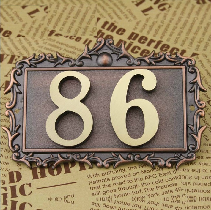 2 Цифри бронза класични Европски Стил Чист бакар куќа Портата број картичка Вила стан број на четири цифри Бесплатен