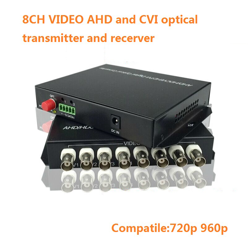 Дигитален видео оптички 2-8 канал AHD DVI CVI Видео Конвертор ВАЛУТНА 20km влакна обратна RS485 податоци