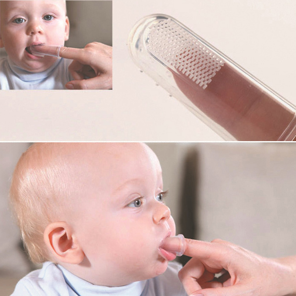 Бебе Дете Доенче Новороденче Мека Безбедно Силикони Прст Обука Четка За Заби Четка За Џвакање Чисти Забите Обложени Јазик