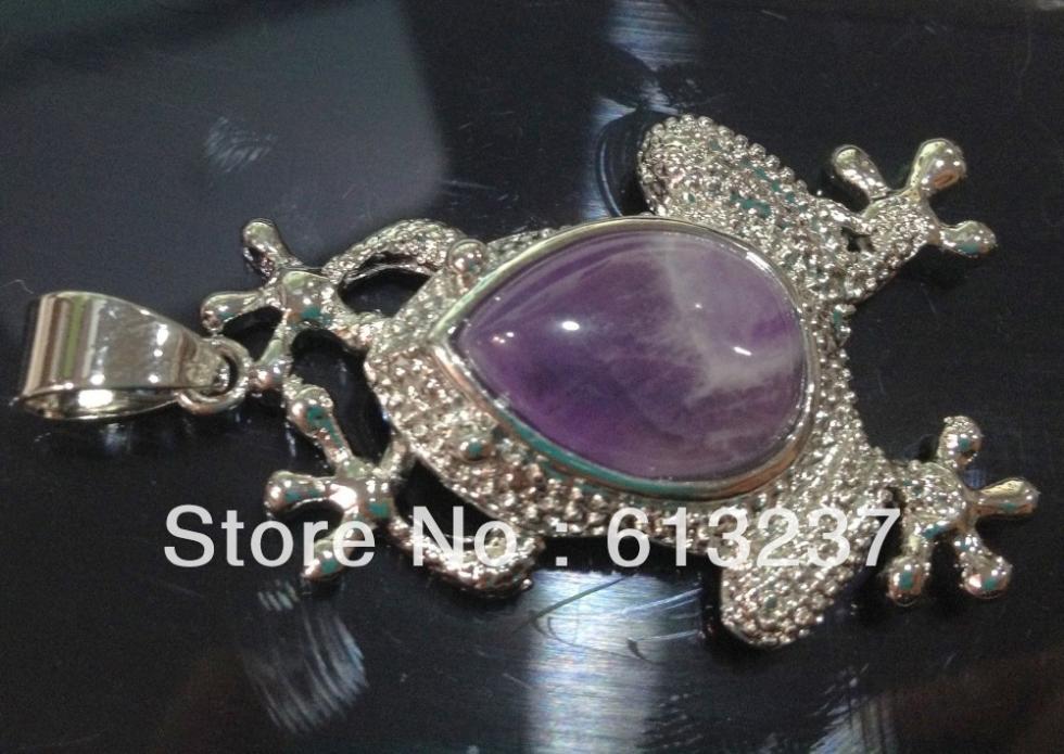 Природен камен пурпурна калцедон jades жаба Pendant одговара за жените diy долг синџир на накит додатоци наоди MY5217