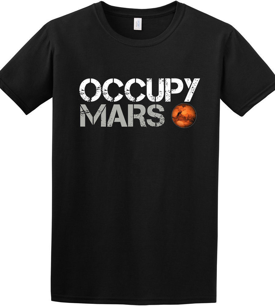 2018 Нови Пристигне Print T-Shirt Harajuku Кратко Sleeve Мажите Врвот Нови Окупираат Марс Простор Планета прилагодите